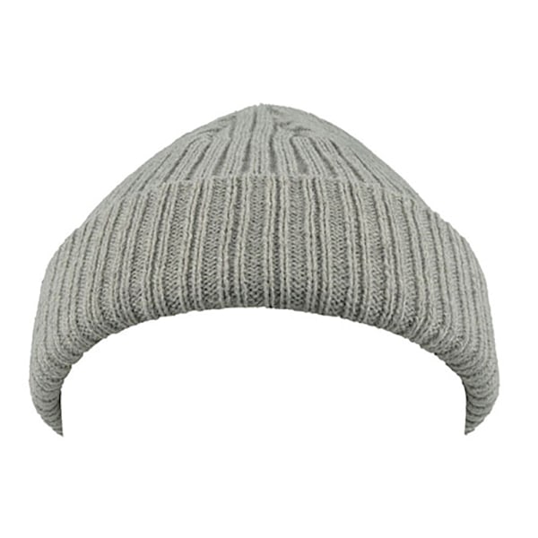 Atlantis Unisex Docker Short Beanie Med Uppvik En Storlek Grå Grey Melange One Size
