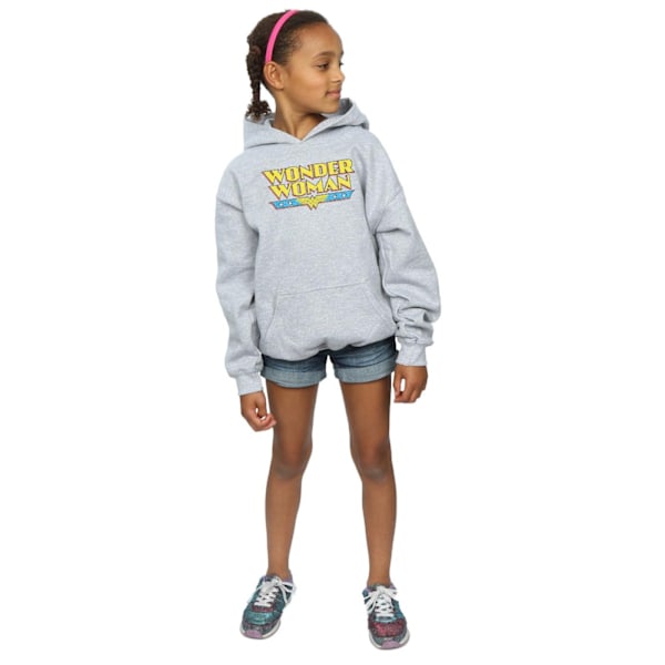 DC Comics Girls Wonder Woman Crackle Logo Hoodie 7-8 år Spor Sports Grey 7-8 Years