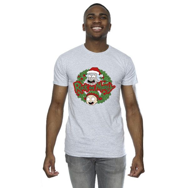 Rick And Morty Herr Julkrans T-shirt S Sports Grey Sports Grey S
