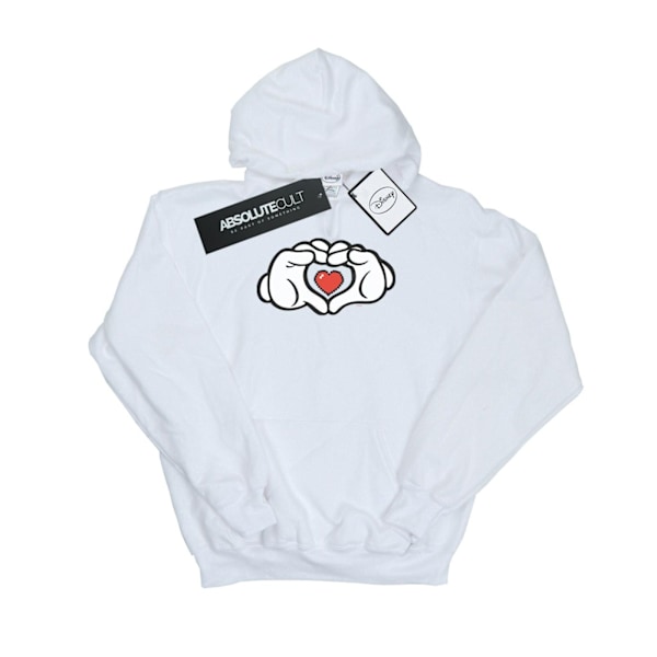 Disney Herr Mickey Mouse Hjärthänder Hoodie 5XL Vit White 5XL