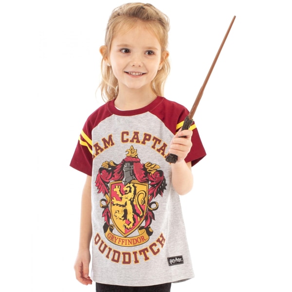 Harry Potter Quidditch Team Captain T-shirt med korta ärmar för flickor Grey/Red 7-8 Years