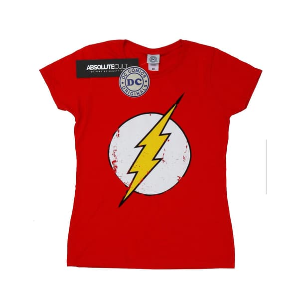 DC Comics Dam/Dam Flash Distressed Logo T-shirt i bomull S Red S