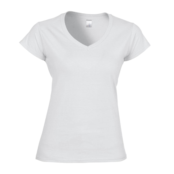 Gildan Dam/Damer Soft Touch V Ringad T-shirt S Vit White S