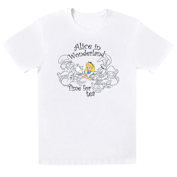 Disney Girls Alice In Wonderland Time For Tea Bomull T-shirt 3- White 3-4 Years