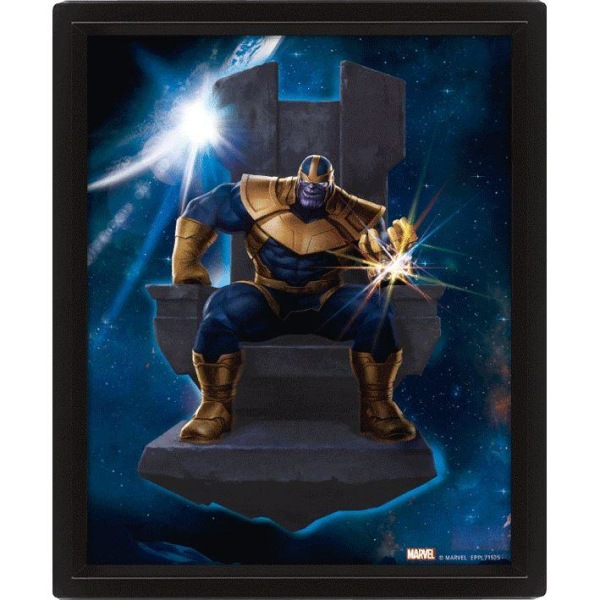 Avengers 3D Thanos Print 25,5 cm x 20,5 cm Blå/Guld Blue/Gold 25.5cm x 20.5cm