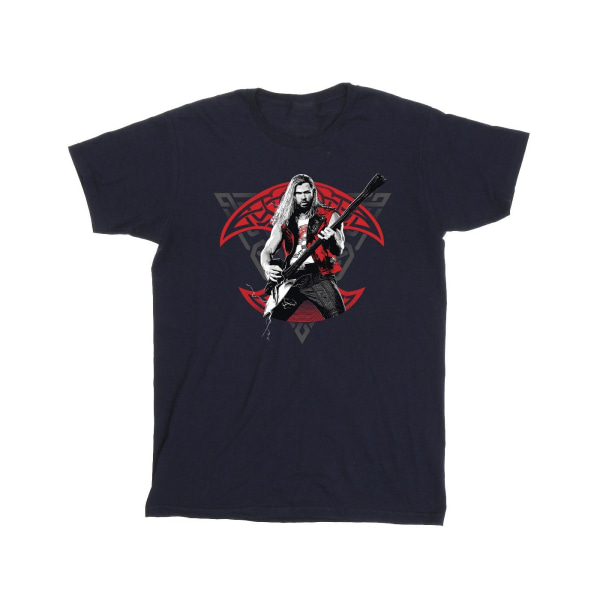 Marvel Girls Thor Love And Thunder Solo Guitar Cotton T-shirt 3 Navy Blue 3-4 Years