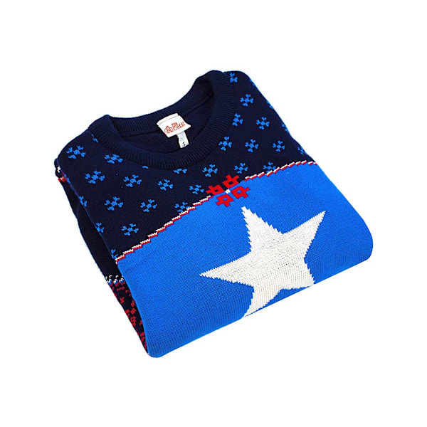 Captain America Unisex Vuxen Sköld Stickad Jultröja Blue/Navy/Red XL