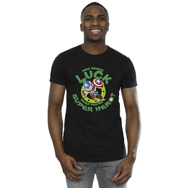 Marvel Herr St Patrick's Day Captain America Luck T-Shirt 4XL B Black 4XL