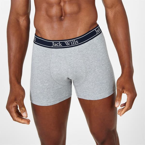 Jack Wills Boxershorts för män (3-pack) L Grå/Vit/Marinblå Grey/White/Navy L