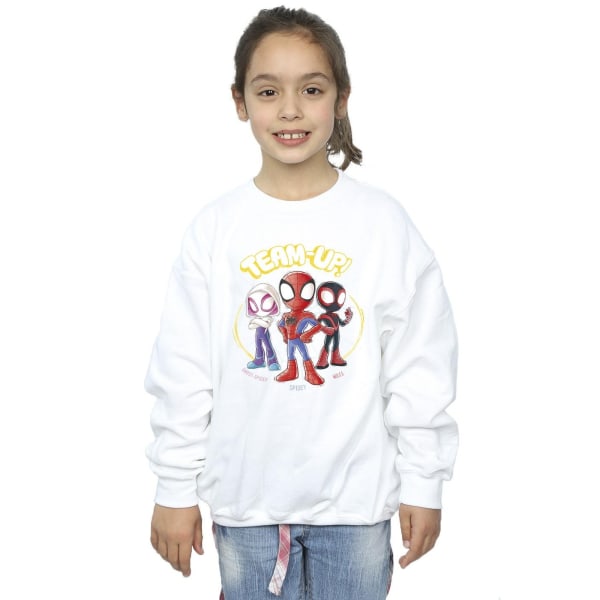 Marvel Girls Spidey And His Amazing Friends Sketch Sweatshirt 5 White 5-6 Years
