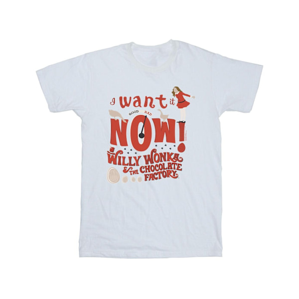 Willy Wonka Girls Verruca Salt I Want It Now Bomull T-shirt 12- White 12-13 Years