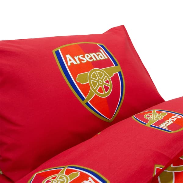 Arsenal FC Crest Vändbart Påslakanset Enkelt Rött Red Single