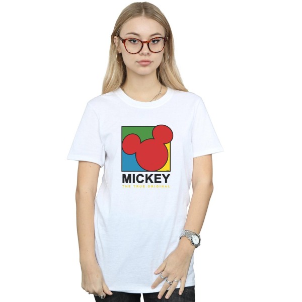 Disney Mickey Mouse för damer/damer True 90-tal Cotton Boyfriend T-S White XXL