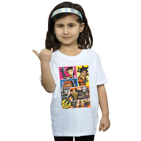 Star Wars Girls Rebels Comic Strip Bomull T-shirt 5-6 år Vit White 5-6 Years