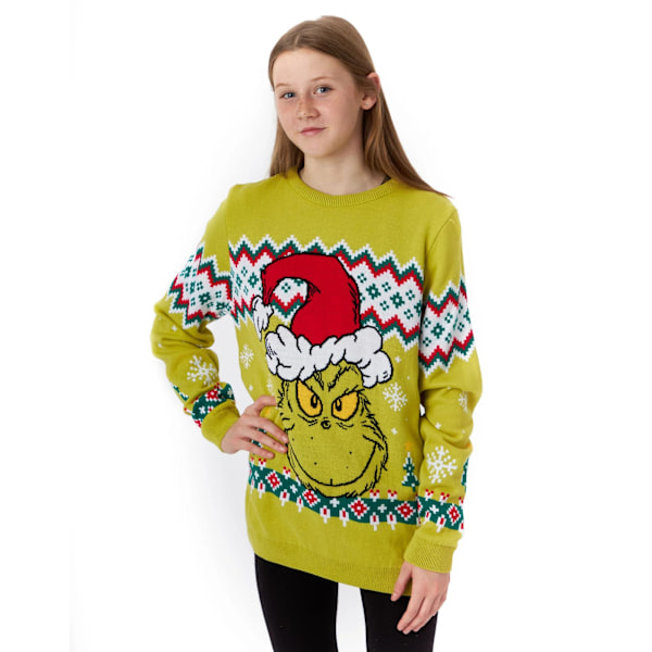The Grinch Barn/Barn Stickad Jultröja 3-4 År Grön Green 3-4 Years