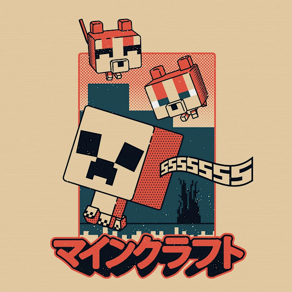 Minecraft Creeper & Katter Canvas Print En Storlek Beige/Flerfärgad Beige/Multicoloured One Size