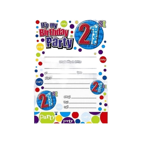 Simon Elvin 21:a födelsedagsinbjudningar (paket med 20) One Size Whi White/Multicoloured One Size