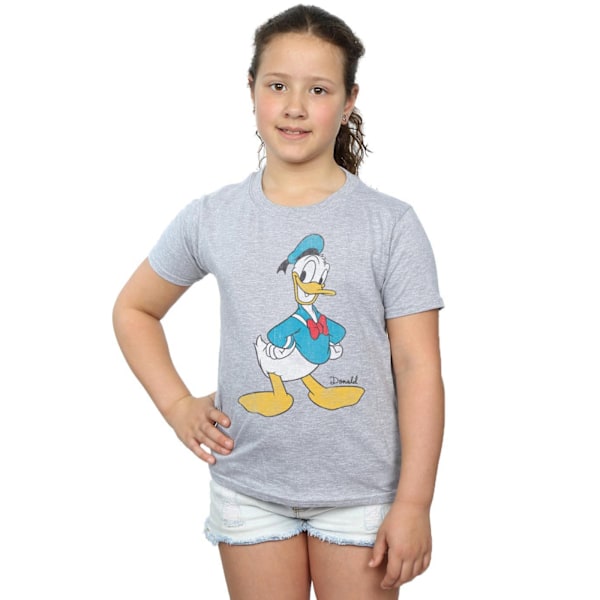 Disney Girls Classic Donald Duck Bomull T-shirt 7-8 År Sport Sports Grey 7-8 Years