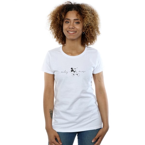 Disney Dam/Kvinnor Mickey Mouse Whistle Bomull T-shirt XXL Vit White XXL