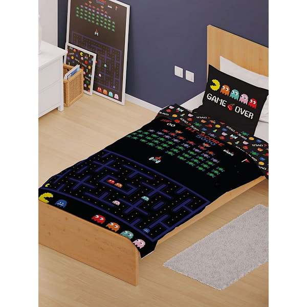 Retro Games Påslakanset Enkel Svart Black Single