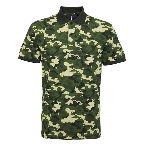 Asquith & Fox Herr Kortärmad Camouflage Tryckt Poloskjorta M Camo Gr Camo Green M