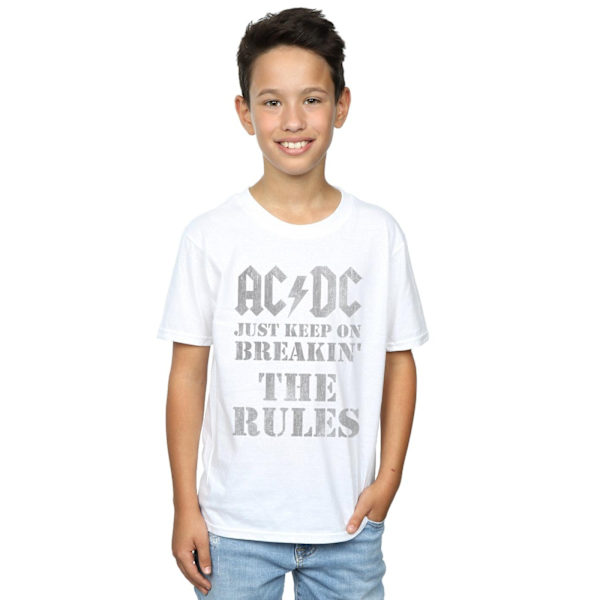 AC/DC Boys Just Keep On Breaking The Rules T-Shirt 7-8 år Vit White 7-8 Years