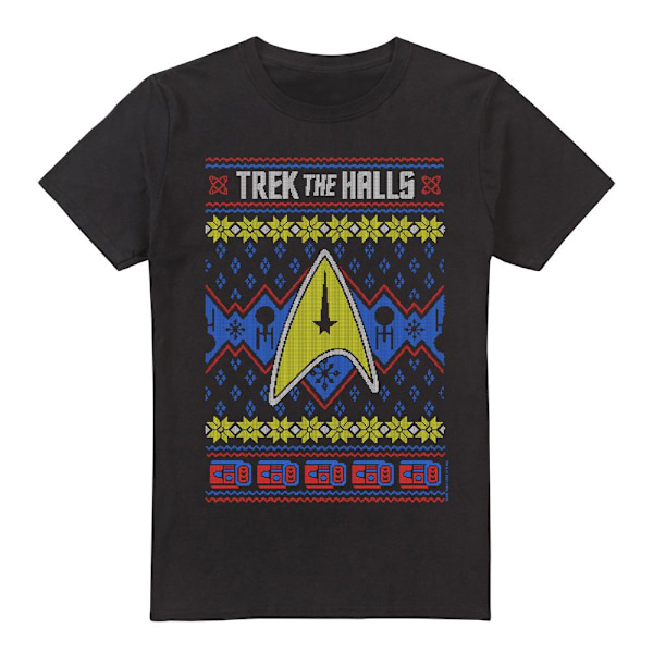 Star Trek Herr Trek the Halls Ful Jultröja T-shirt XXL Svart Black XXL