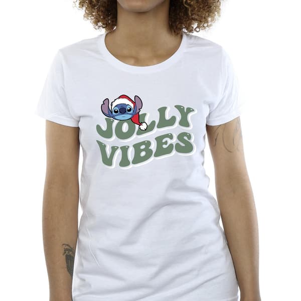 Disney Dam Lilo & Stitch Jolly Chilling Vibes Bomull White M