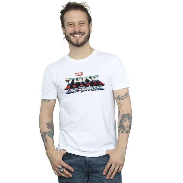 Marvel Herr Thor Love And Thunder Logo T-Shirt L Vit White L