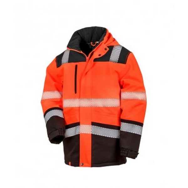 Resultat Vuxna Unisex Safe-Guard Safety Soft Shell Jacka 4XL Fl Fluorescent Orange/Black 4XL