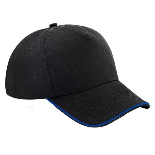 Beechfield Adults Unisex Authentic 5 Panel Piped Peak Cap One S Black/Bright Royal One Size