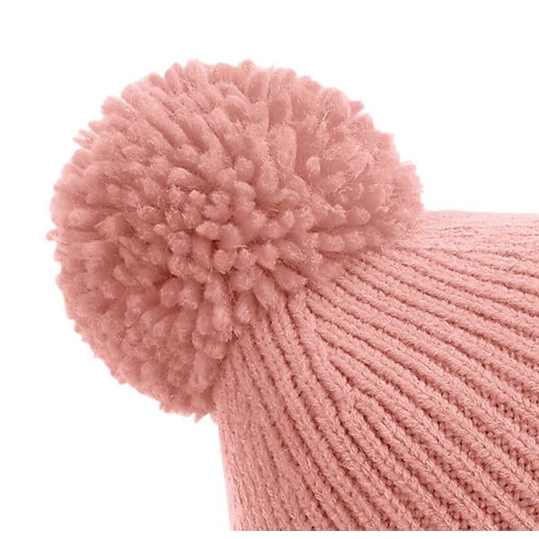 Beechfield Unisex Stickad Ribbstickad Mössa med Tofs One Siz Blush One Size