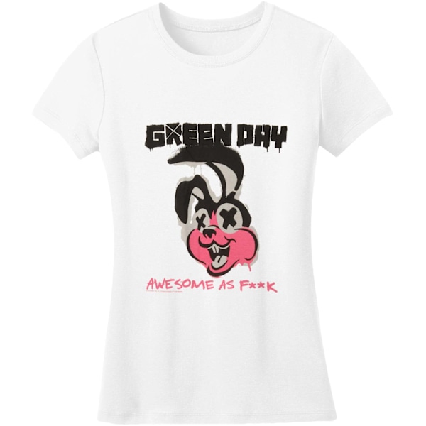 Green Day Dam/Kvinnor Road Kill Skinny T-Shirt XL Vit White XL