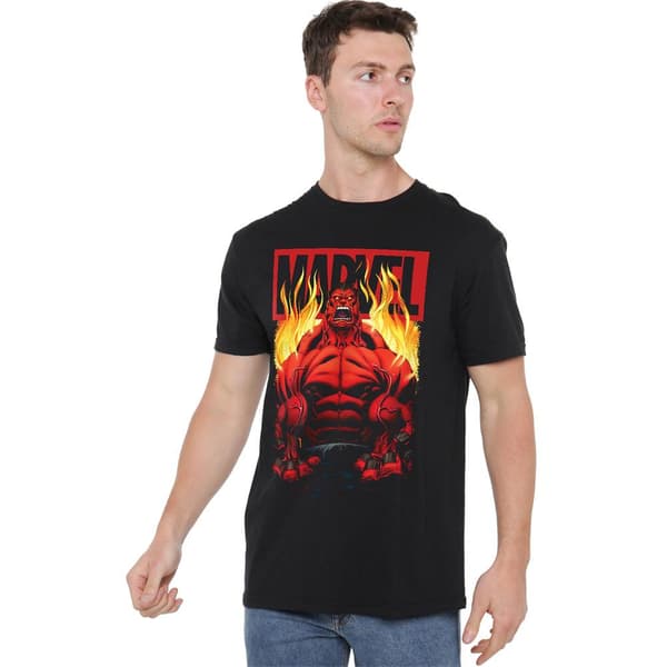 Marvel Herr Röd Hulk Eld T-Shirt XL Svart Black XL
