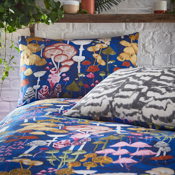 Furn Amanita Mushroom Påslakan Set Enkelsäng Koboltblå Cobalt Blue Single