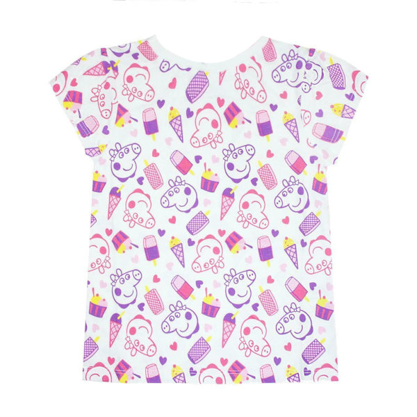 Greta Gris flickor All-Over Print T-shirt 12-18 månader Vit White 12-18 Months