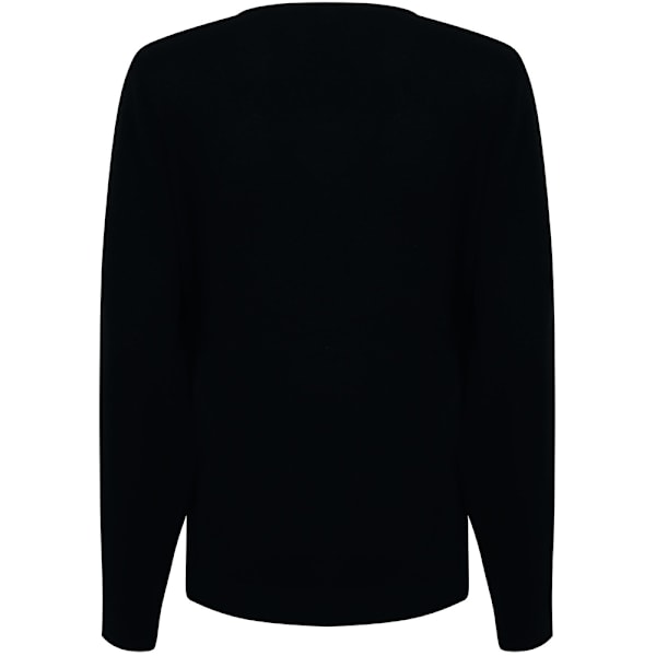 Henbury Dam/Damer 12 Gauge Fint Stickat V-Ringad Tröja / Sweatshirt Black 2XL