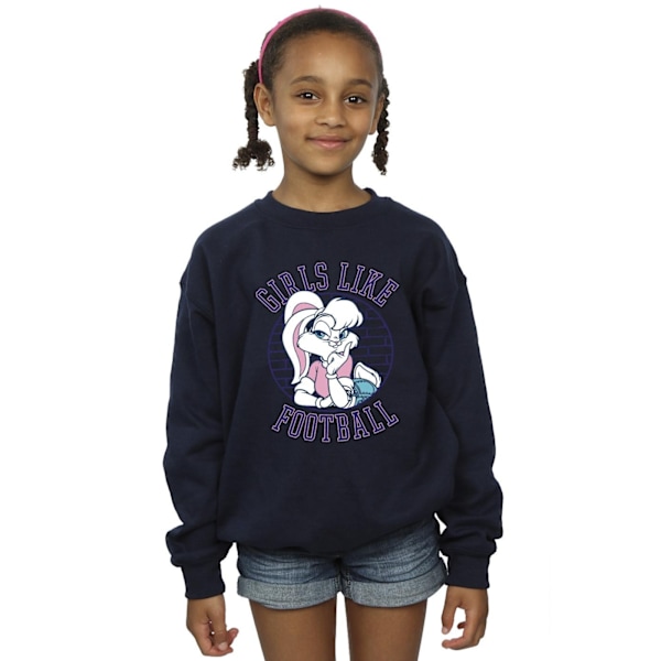 Looney Tunes Girls Lola Bunny Girls Like Football Sweatshirt 7- Navy Blue 7-8 Years