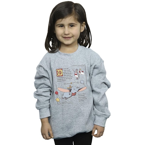 Disney Girls Dumbo Story Book Page Sweatshirt 3-4 år Sport Sports Grey 3-4 Years