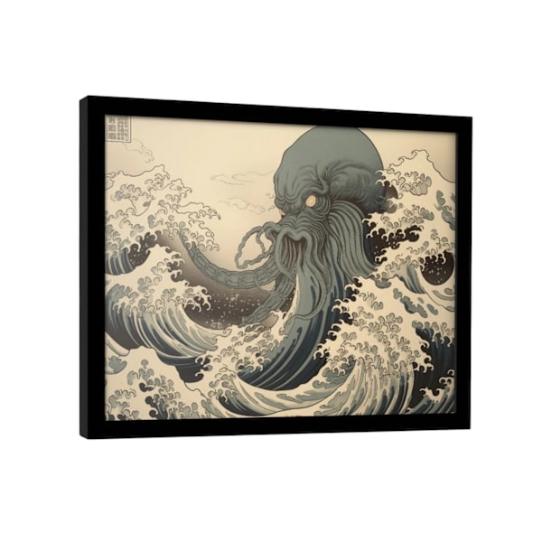Wave Collection Cthulhu Wave Inramad Poster 40cm x 30cm Beige/Grå Beige/Grey 40cm x 30cm