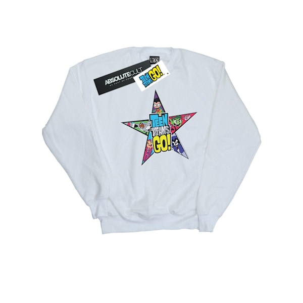 DC Comics Boys Teen Titans Go Star Logo Sweatshirt 5-6 år Vit White 5-6 Years