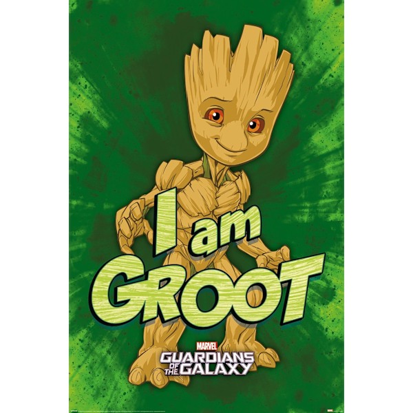 Guardians Of The Galaxy I Am Groot Poster En Storlek Guld/Grön/O Gold/Green/Orange One Size