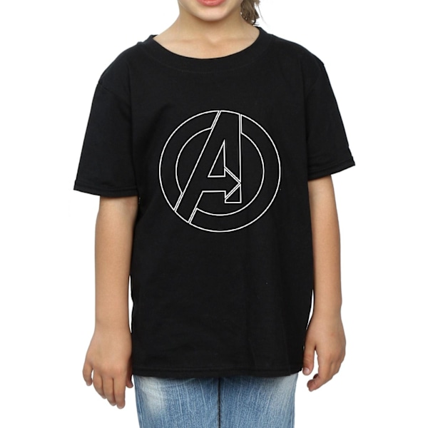 Marvel Girls Avengers Assemble A Logo Outline Bomull T-shirt 5- Black 5-6 Years