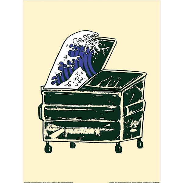 Popcorn Punk Dumpster Wave Print 40cm x 30cm x 0.2cm Svart/Blå Black/Blue/Peach 40cm x 30cm x 0.2cm