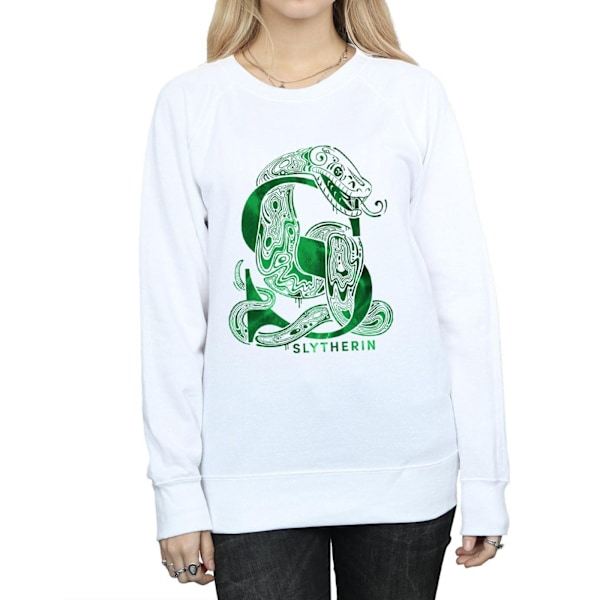 Harry Potter Dam/Kvinnor Slytherin Orm Sweatshirt XXL Vit White XXL