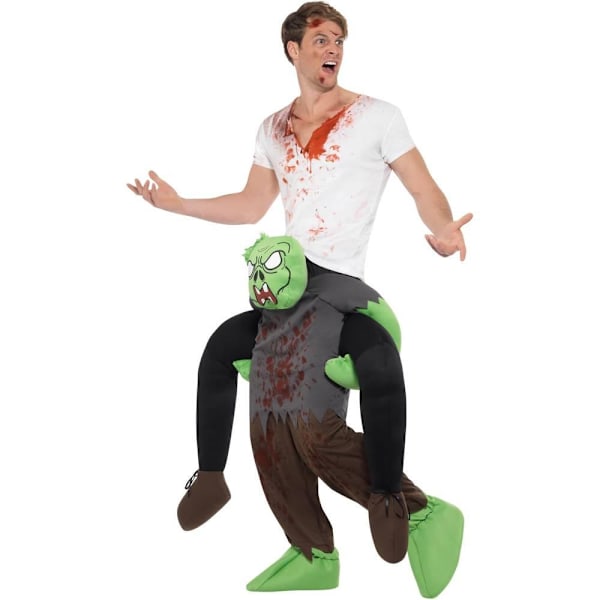 Smiffys Unisex Vuxen Zombie Piggy Back Kostym One Size Grön/G Green/Grey One Size