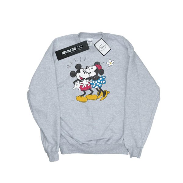 Disney Dam/Damer Mickey Mouse Mickey Och Minnie Kiss Tröjor Heather Grey M