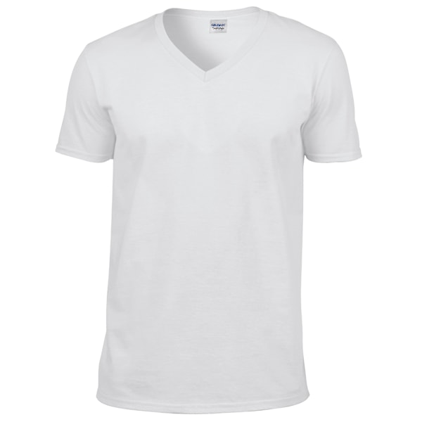 Gildan Soft Style V-halsad T-shirt med kort ärm, XL, vit White XL