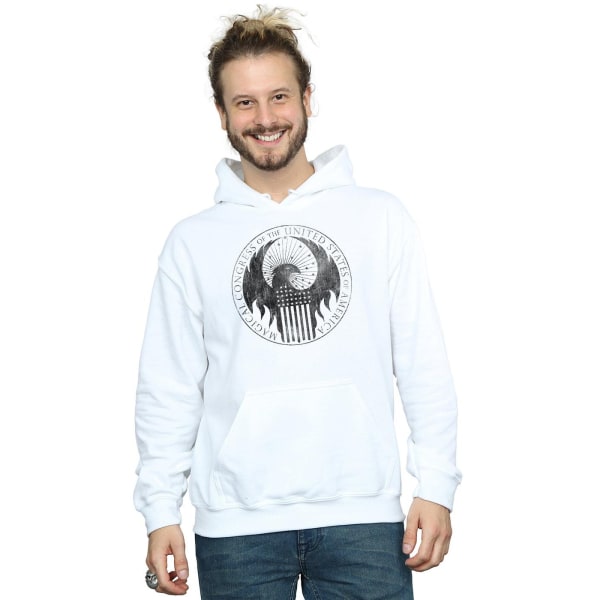 Fantastic Beasts Mens Distressed Magical Congress Hoodie S Whit White S