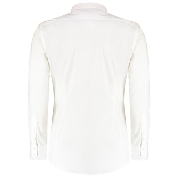 Kustom Kit Herr Oxford Stretch Slim Långärmad Skjorta 15in Vit White 15in